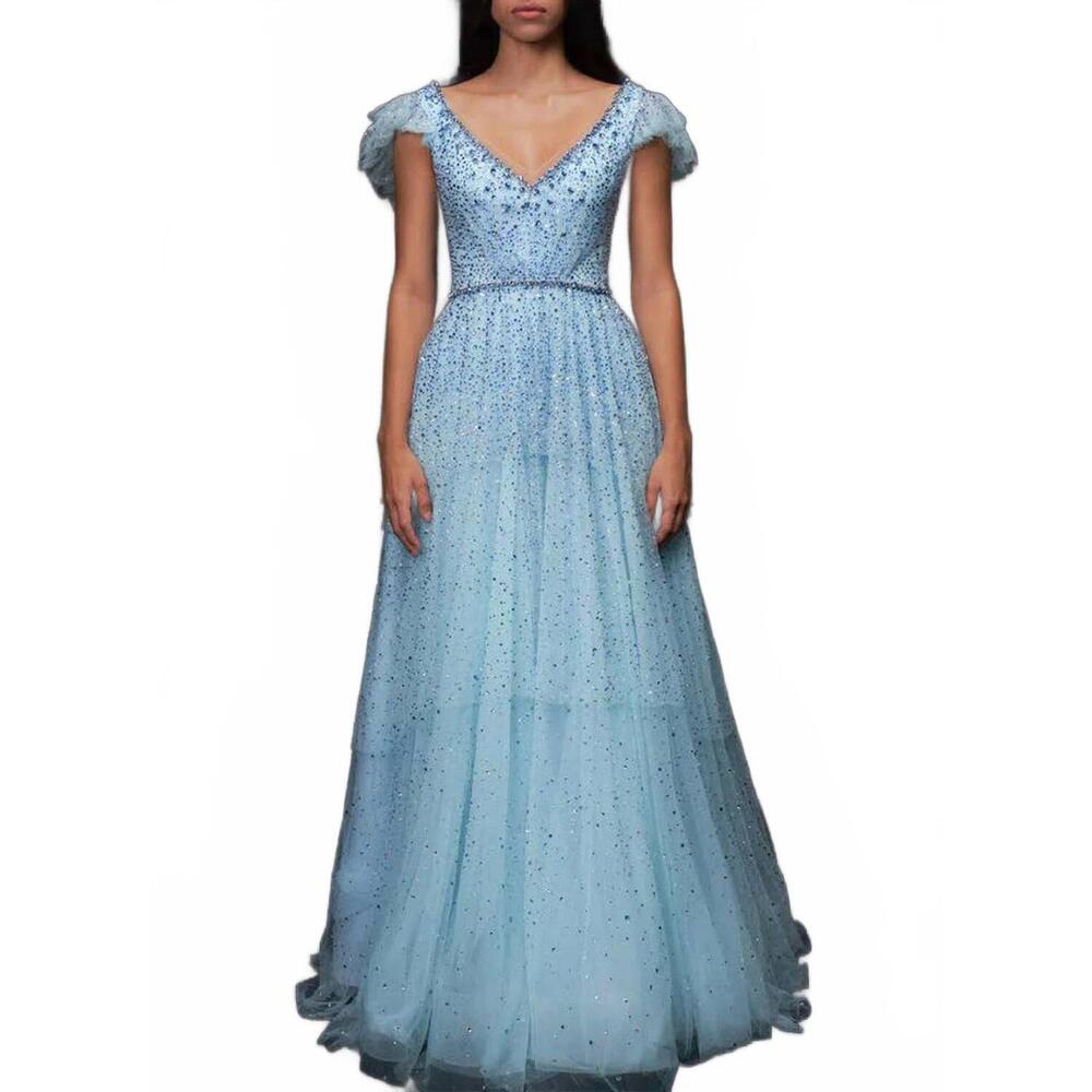 NEW JENNY PACKHAM luna tulle gown in mermaid blue